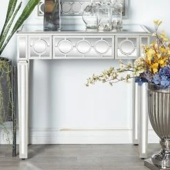 Best deal 👏 Metal DecMode Modern 2 Piece Wood And Glass Wall Mirror And Console Table Set 🎉