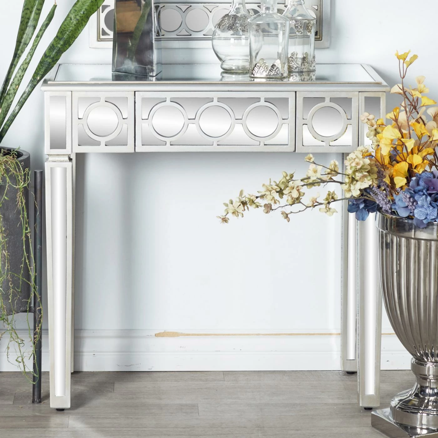 Best deal 👏 Metal DecMode Modern 2 Piece Wood And Glass Wall Mirror And Console Table Set 🎉