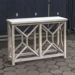 Hot Sale 🔥 Wood Uttermost Catali Ivory Stone Console Table ✨