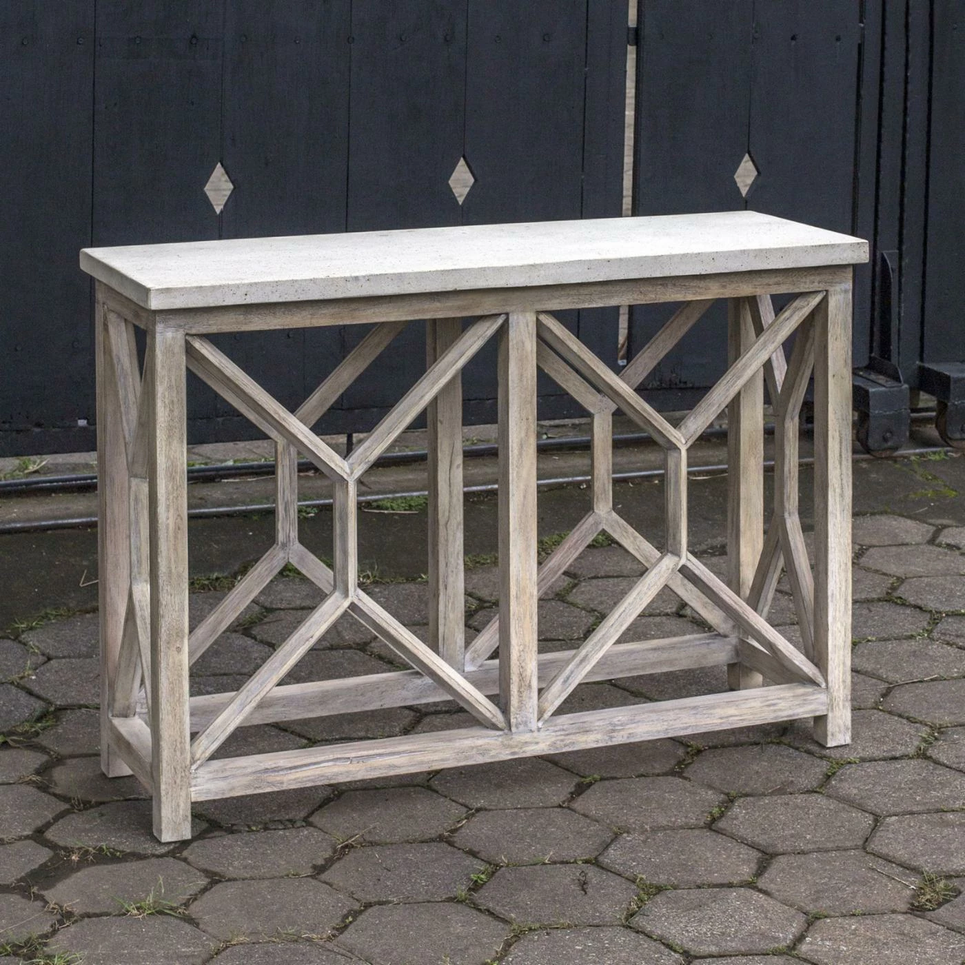 Hot Sale 🔥 Wood Uttermost Catali Ivory Stone Console Table ✨ 1 Hot Sale 🔥 Wood Uttermost Catali Ivory Stone Console Table ✨