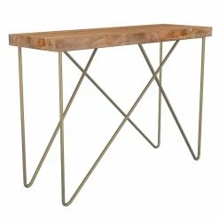 Discount ⭐ Metal !nspire Rustic Modern Solid Wood And Iron Console Table 🤩