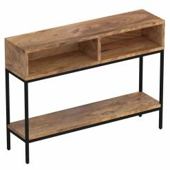 Best reviews of 🎁 Metal !nspire Industrial Chic Solid Wood And Wrought Iron 2 Shelf Console Table 🤩