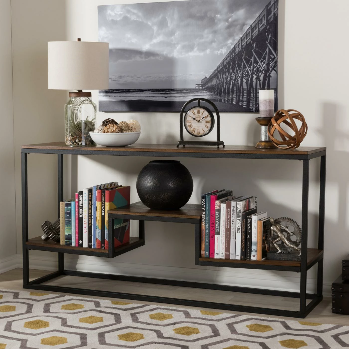 Flash Sale ๐ Baxton Studio Doreen Rustic Antique Black Textured Industrial Metal And Distressed Wood Console Table ๐ 1 Flash Sale ๐ Baxton Studio Doreen Rustic Antique Black Textured Industrial Metal And Distressed Wood Console Table ๐