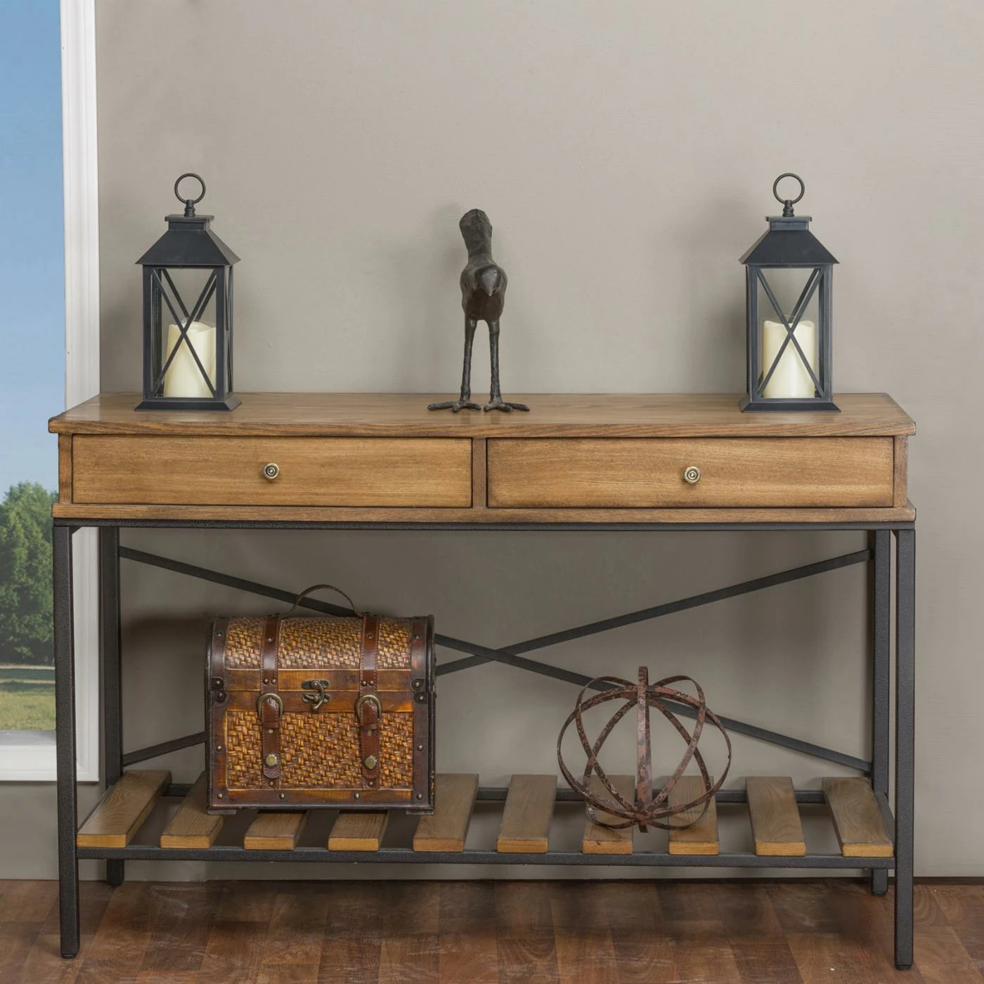 Discount 🎉 Metal Baxton Studio Newcastle Console Table 🥰 1 Discount 🎉 Metal Baxton Studio Newcastle Console Table 🥰
