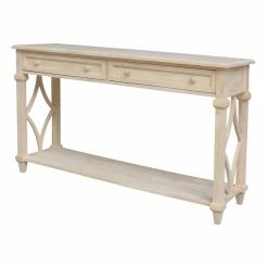 Cheap 🔔 International Concepts Josephine Solid Wood Console/Sofa Table With Shelf And 2 Drawers - Unfinished ⭐