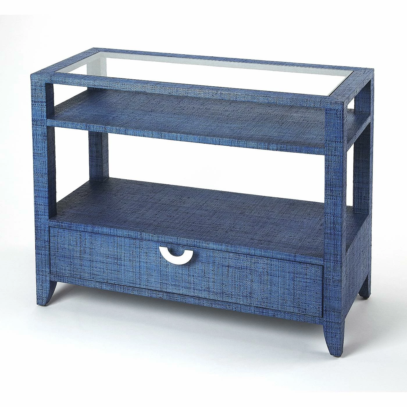 Cheapest 🌟 Wood Butler Specialty Amelle Blue Raffia Console Table 🔔 - Image 5