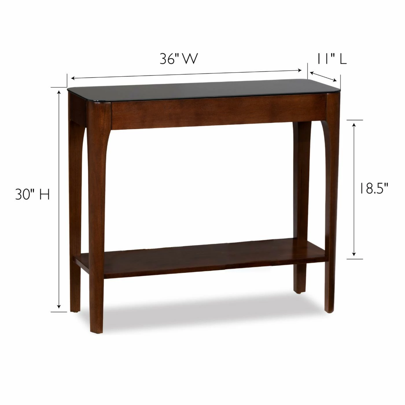 Outlet π Wood Leick Home Obsidian Hall Stand With Shelf, Chestnut/Black Glass π - Image 3