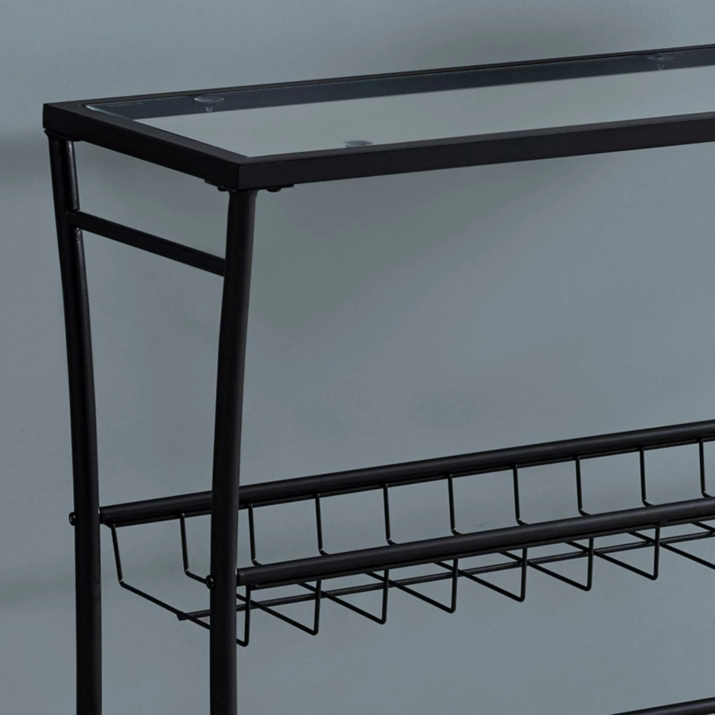 Buy 🎁 Metal Monarch Specialties Rectangular Glass Top Console Table With Basket Shelf ❤️ - Image 5