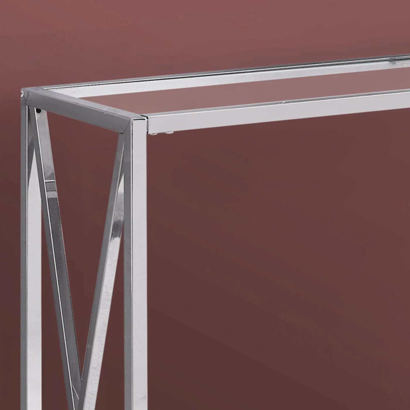 Best Pirce β€οΈ Metal Monarch Specialties Glass Top Console Table With Cross Legs π - Image 4